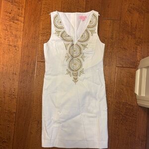 Lilly Pulitzer White Silver Embellished Sheath Mini Dress